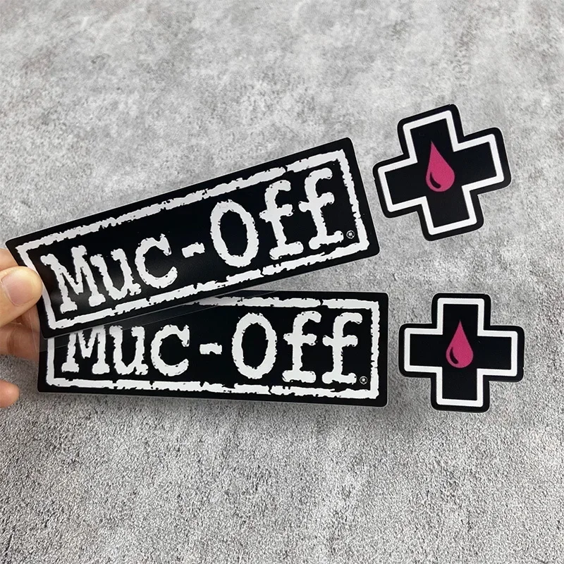 1PC Muc-Off ロゴステッカー、クロスドロップレットアイコンビニールデカール、防水耐久性のある装飾品、自転車 MTB ロードバイクのカスタマイズ用