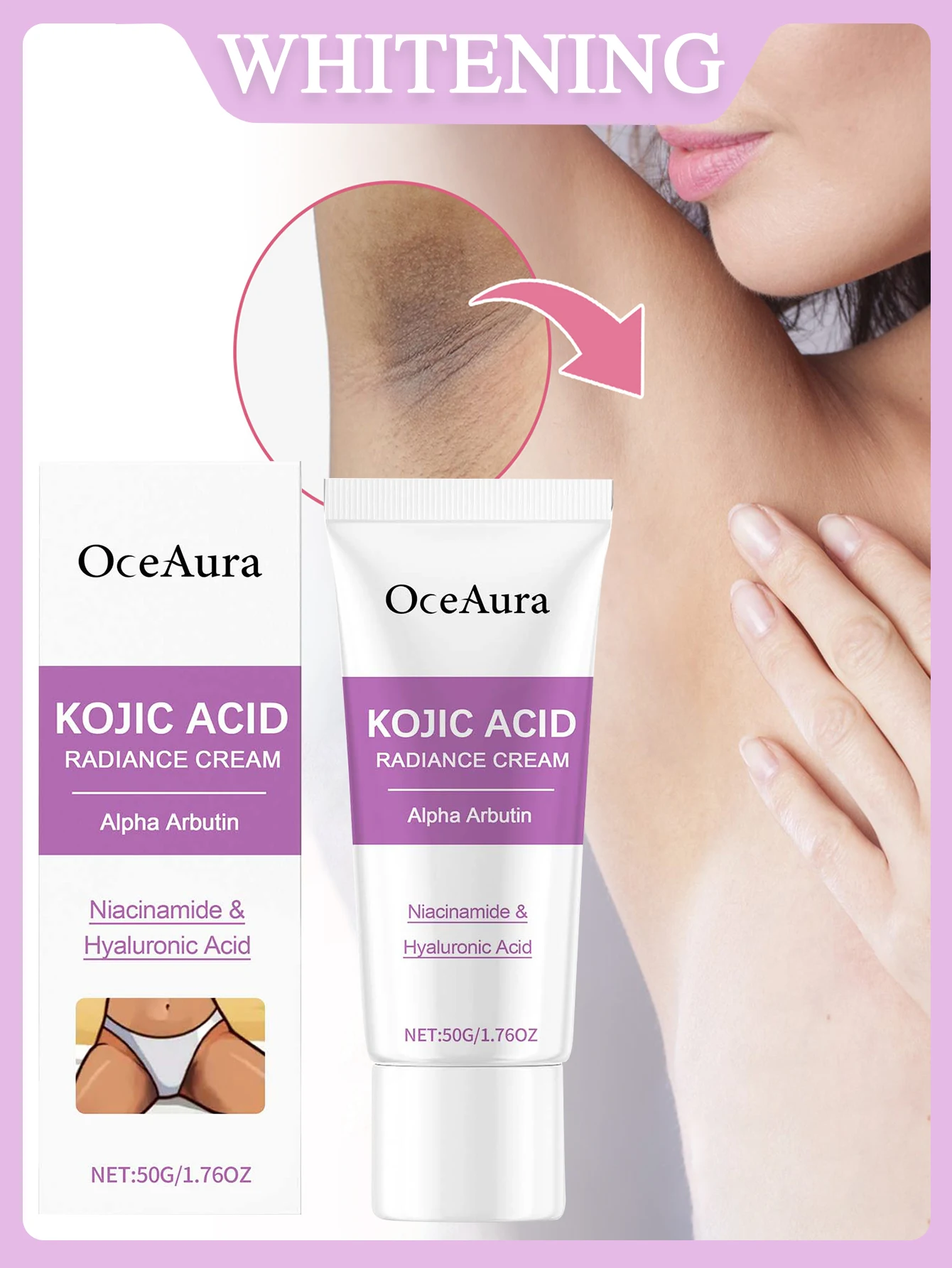 كريم تبييض الجسم 50 جرام، تبييض الأجزاء الخاصة للإناث، العناية المنعشة، الرعاية اليومية، كريم تبييض تحت الإبط