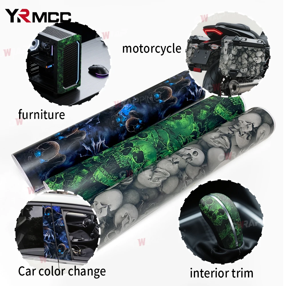 Graffiti Vinyl Wrap Car Wraps Personality Vinyl Paper for Car Wrapping Film Skull Pattern Auto Outdoor Accessories Body Covering