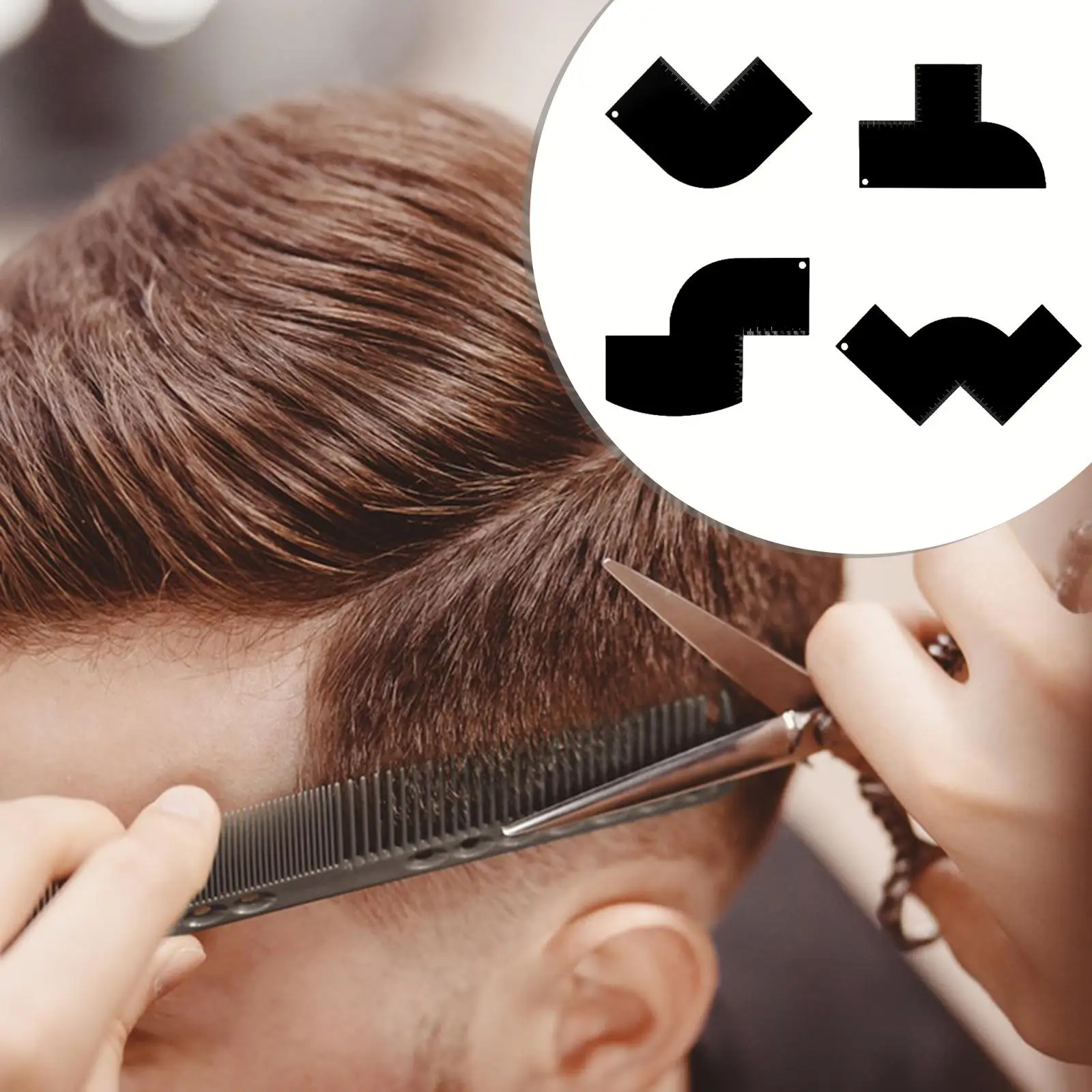 

4Pcs Enhancement Card for Barbers Men Compact Hairline Maker Styling Accessory Professional Cutting Guide Barber Line up Tool
