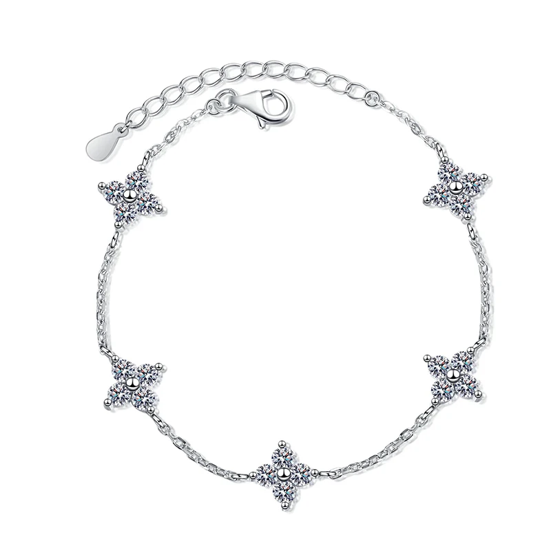 Smyoue 3mm 2cttw Certified Moissanite Bracelets for Women Sparkling Luxury Chain Sterling Silver 925 Jewelry Birthday Gift