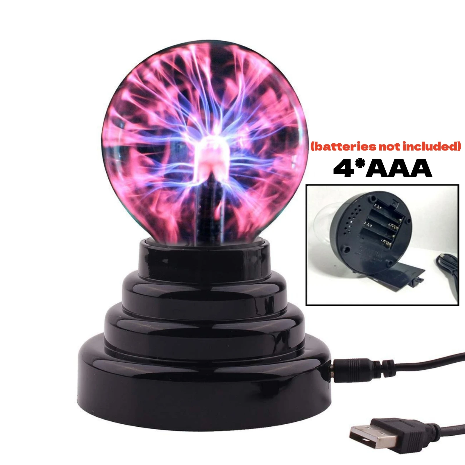 3 Inch Magic Glass Plasma Ball Lamp USB Plug-in Touch Sensitive Atmosphere Night Light Novelty Lamp Kids Birthday Christmas Gift