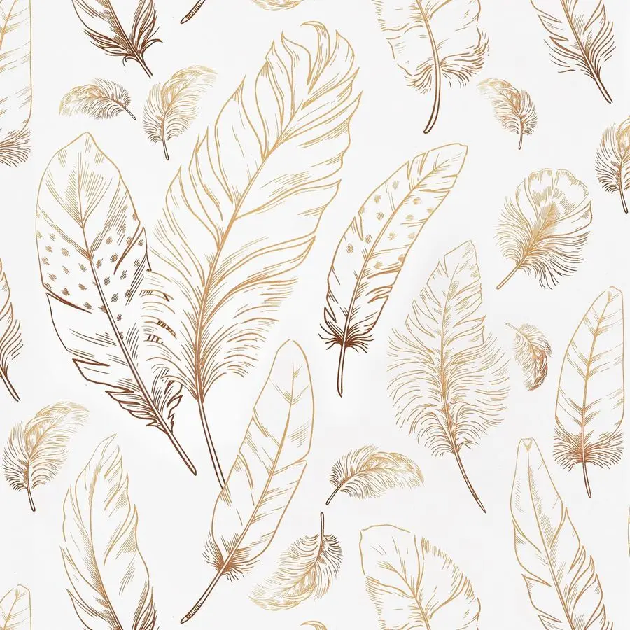 

Peel and Stick Wallpaper 17.3480 Gold White Contact Paper Modern Feather Wallpaper SelfAdhesive Vinyl Wall Paper Waterproof Cont