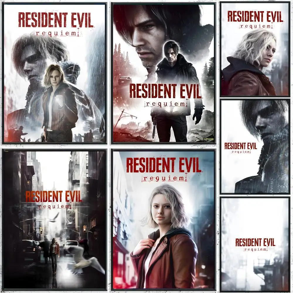 Game R-Resident Evil Requiem Poster Perfect Sticker Self Adhesive for Office Home Theater Wall Art Decor Fancy Gift