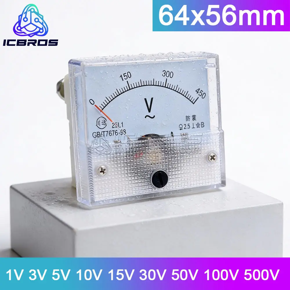 85L1 AC Pointer Type Current And Voltage Meter 10V 15V 20V 30V 50V 100V 250V 450V 1000V voltage measurement meter AC 64*56mm