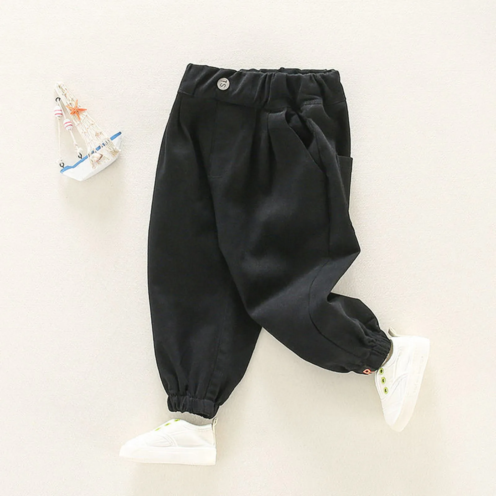 Toddler Boy Leisure Leggingsspring Autumn Casual Pants Solid Color Clothes Outside Wear Overalls