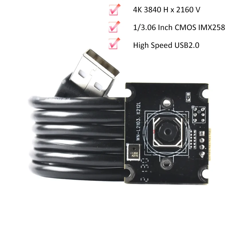 4K HD IMX258 USB Camera Module Autofocus 77.2° MJPEG 30FPS With Digital Mic for Intelligent Terminal Equipment