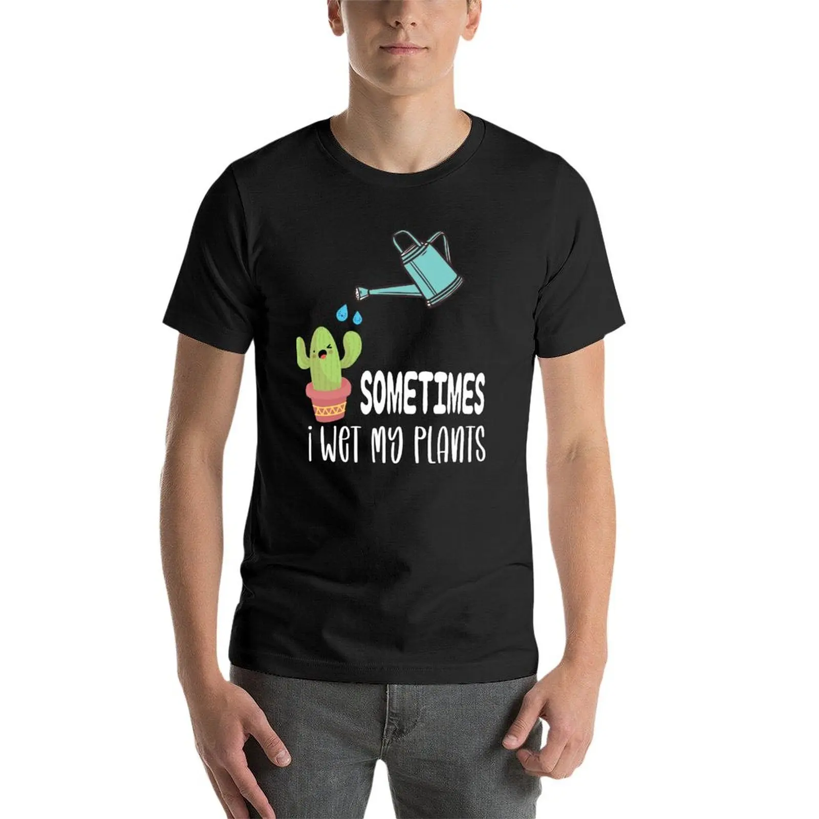 A veces I Wet My Plants-Camiseta divertida para niños, regalo de jardinería, animal prinfor, camisetas gráficas lisas de gran tamaño para hombres, divertidas