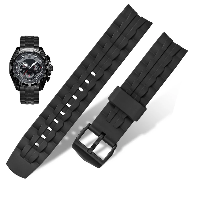 Stainless Steel Watchband For Casio Edifice EF-524 Watch EF-550D series black silver strap 22mm Men\'s metal watch accessories