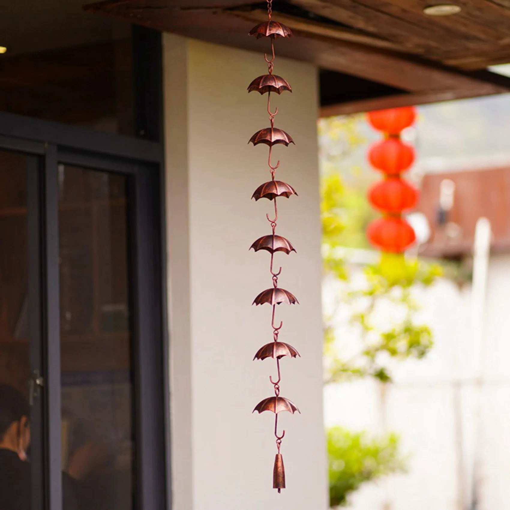 ABGR-3X Rain Chains Metal Rain Chain Decorative Umbrella Rain Chain Bell Decor For Home,Replacement For Gutter Downspouts