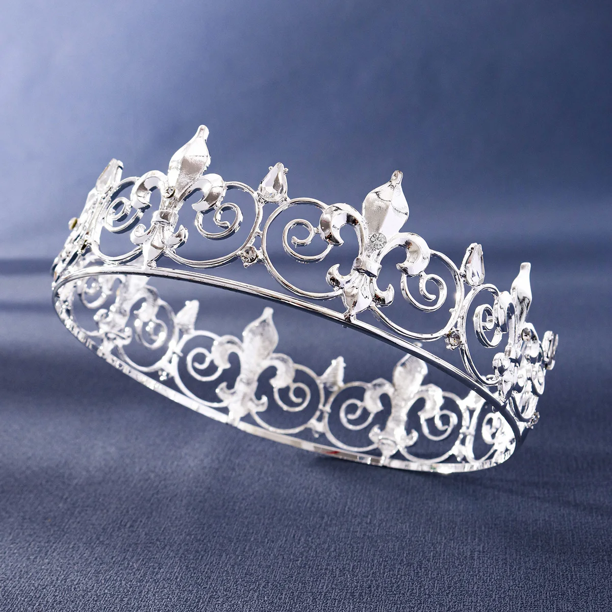 Mode Legierung Luxus Strass männer Krone Vintage Stil Exquisite Kopfschmuck Haar Zubehör Festliche Hochzeit Tiara – Detail 16