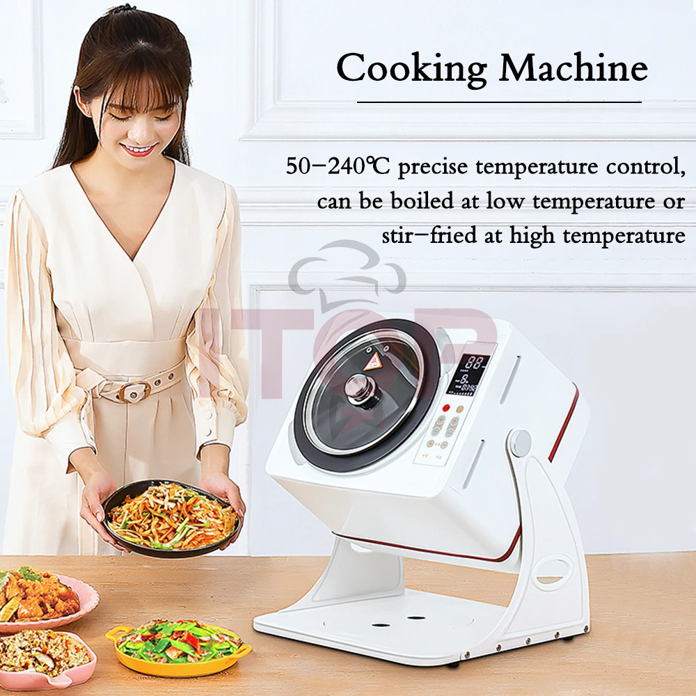 ITOP Automatic Cooking Machine Smart Touch Screen Panel Set Time Temperature 6L Non-stick Wok Efficient Cooking Robot 220-240V