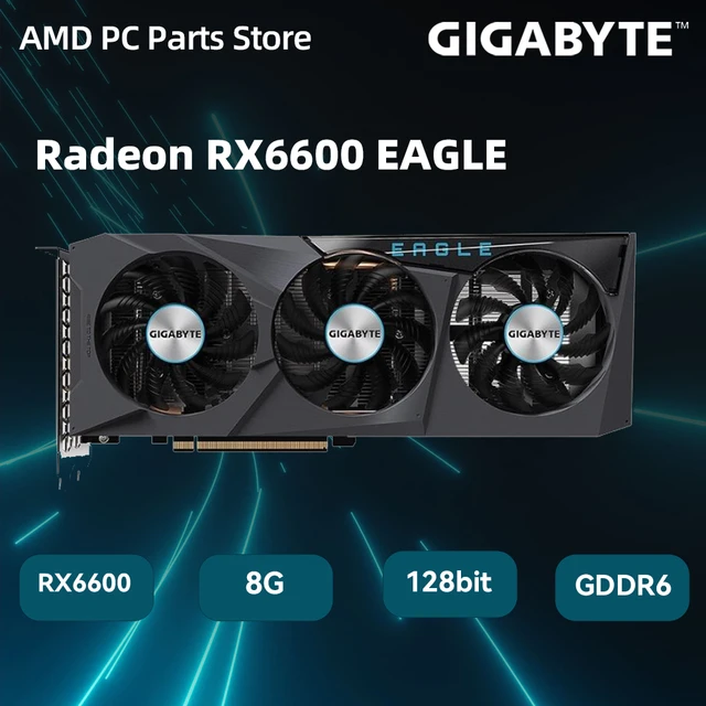 GIGABYTE Radeon RX6600 EAGLE 8G GDDR6 Graphics Cards 2491MHz 128bit PCIe  4.0 RX 6600 GPU with Triple Fan Video Cards For 7700 - AliExpress