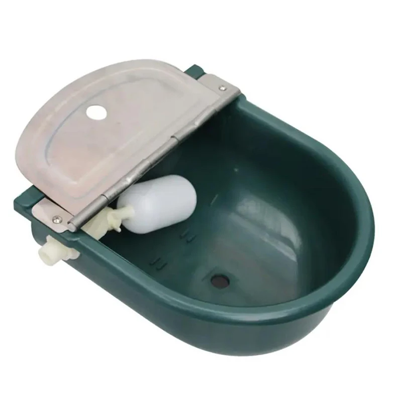 Stainless Lid Dark Green Color Cow Cattle Automatic Water Bowl for Cow Horse Sheep Drinking Water Bowl with Large Float-ball