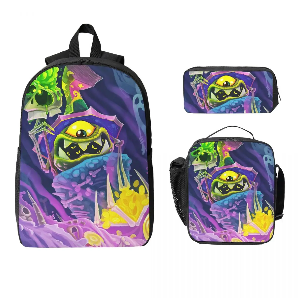 Cartoon Games Rayman Legends Backpack Boys Girls BookBag School Bag Laptop Shoulder Bags 3ps Insulated Lunch Bag Pencil Case