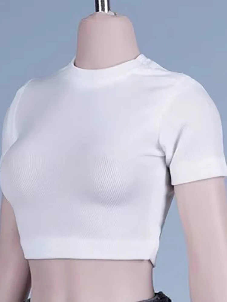 CHILI SPEELGOED CL003 1/6 Vrouwelijke Soldaat Zakken Ontwerp Trendy Tooling Broek Zwart Wit Korte T-shirt Kleding Accessoire Voor 12 "Body