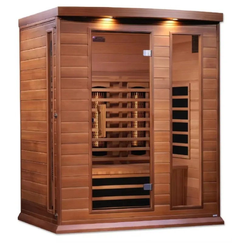 Custom Premium Quality 3-Person Canadian Clear Red Cedar Wood Full Spectrum FAR Infrared Sauna Room