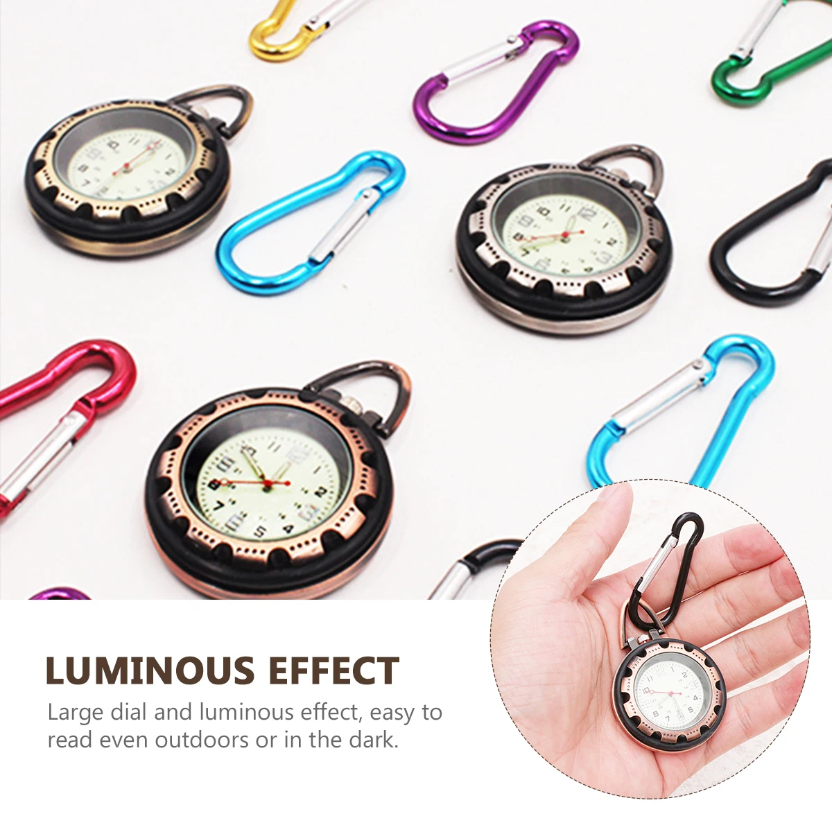

Carabiner Hanging Stainless Steel Mini Size Precise Movement Clip Mountaineering Watch Pocket Watch for Men