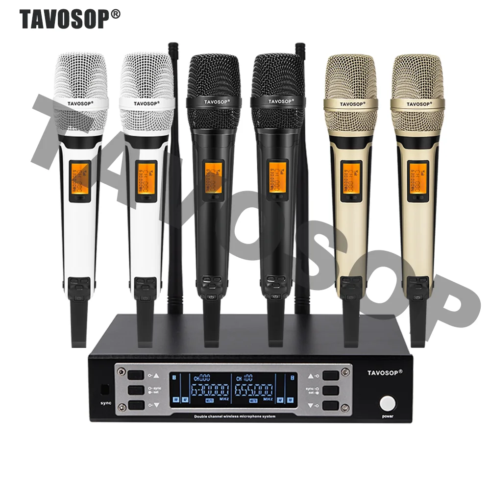 

Беспроводная микрофонная система TAVOSOP EW135G4 SKM9000 UHF, 2 канала, два ручных динамических микрофона для выступлений, сцены, караоке