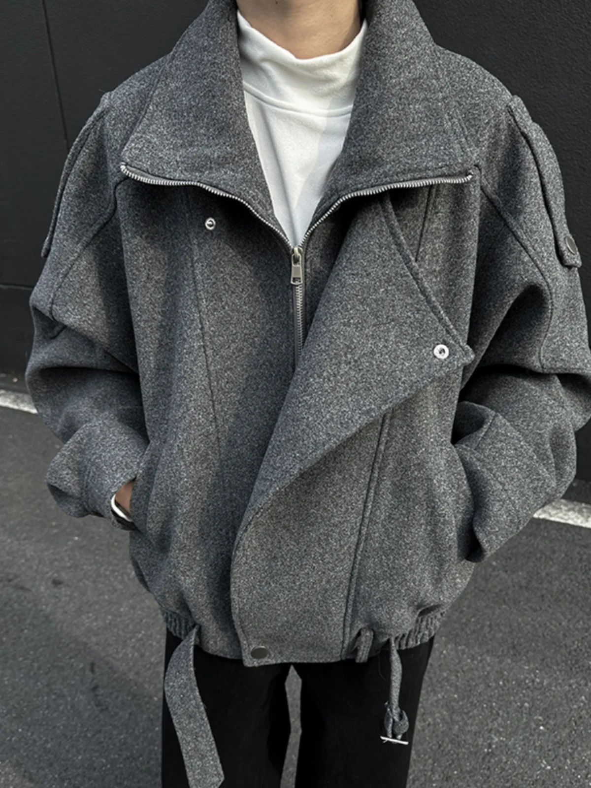 

Мужское осенне-зимнее шерстяное пальто с поясом на талии, повседневное, свободного кроя, из полиэстера, теплое, верхняя одежда