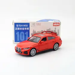 1: 42 alloy car model BMW i4 M50 sedan, sports car, children's toy, return force, two door open