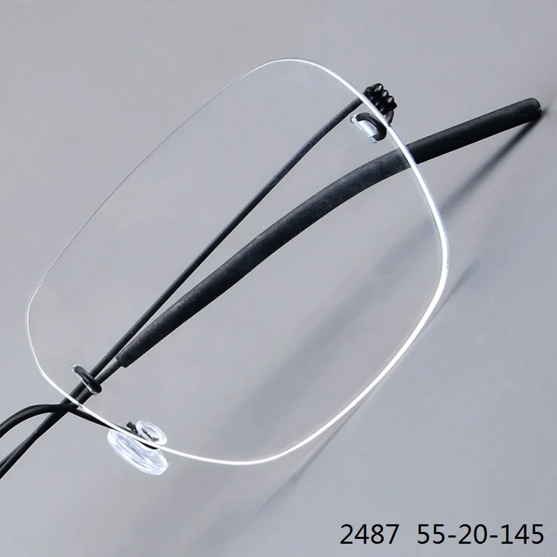 Square Glasses Frame Rimless Denmark Brand Ultralight Pure Air Titanium Screwsless Eyeglasses Eyewear Ultra Light Thin Lens Rim