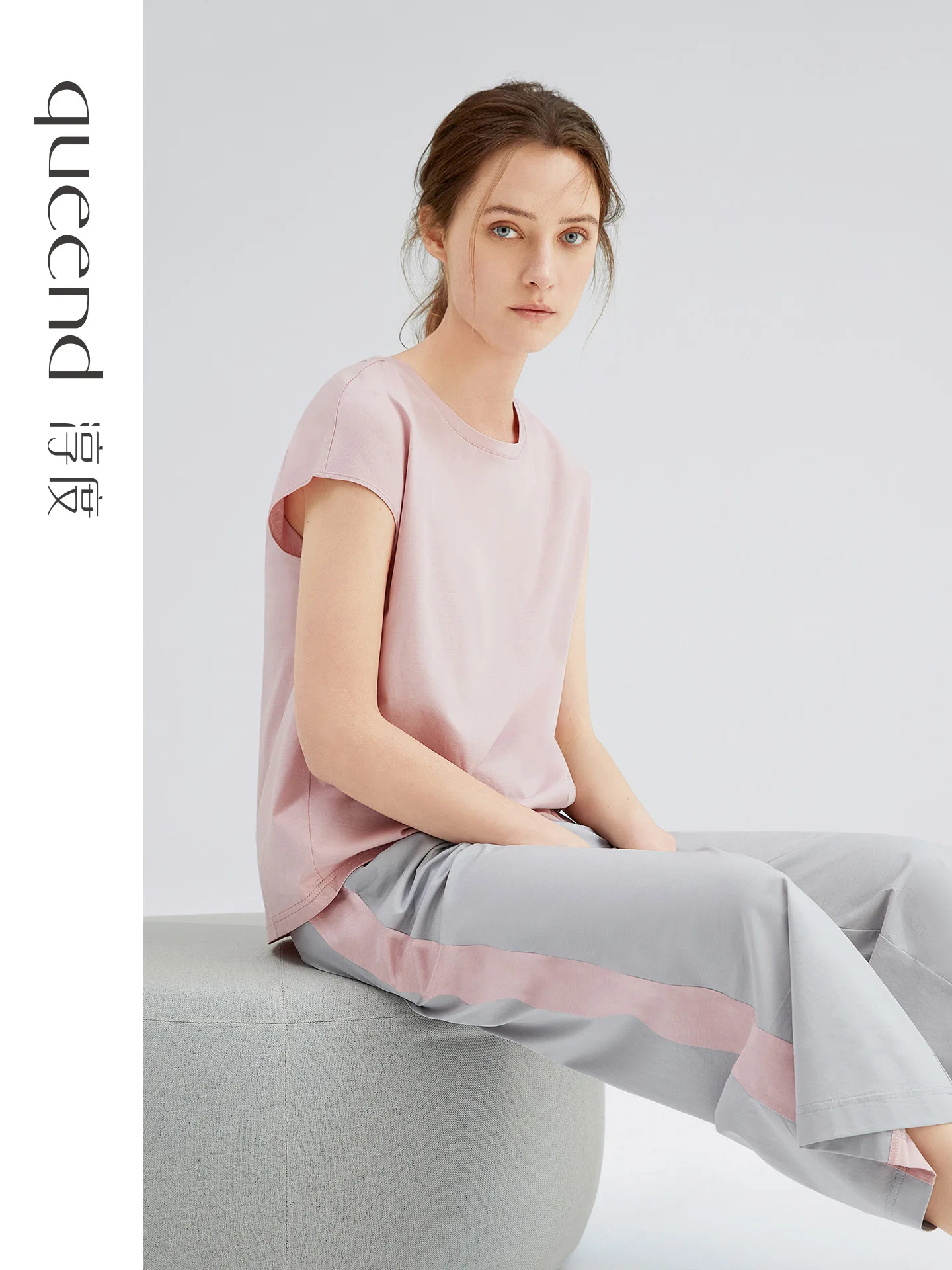 chundu-summer-pure-cotton-home-clothes-women's-long-pants-short-sleeve-casual-wearable-home-clothes-set-comfortable-breathable