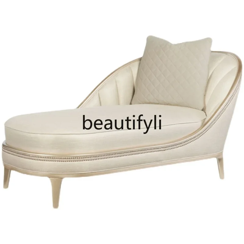 

D06 Light luxury fabric concubine sofa chair American simple solid wood concubine couch leisure chair