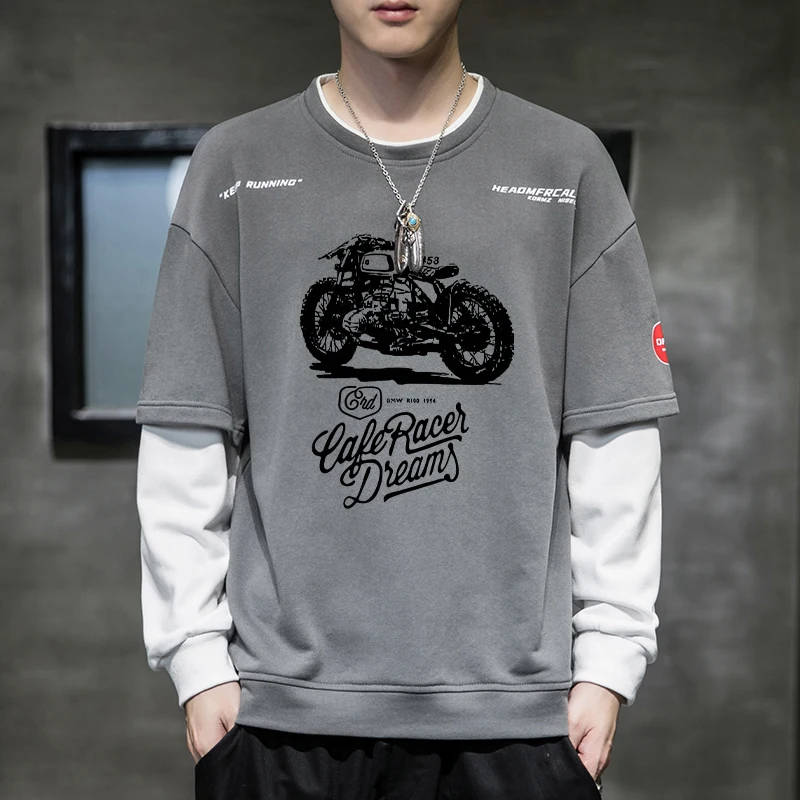 

Мужской свитшот из плотной ткани с круглым вырезом, на флисовой подкладке, с длинными рукавами, модный принт, повседневный топ, дышащий, теплый, свободного кроя