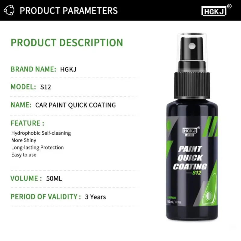 1~10PCS Ceramic Car Quick Coating Professional Hgkj S12 Nano Hydrophobic Body Polish Paint Care Protection Wax Spray Car