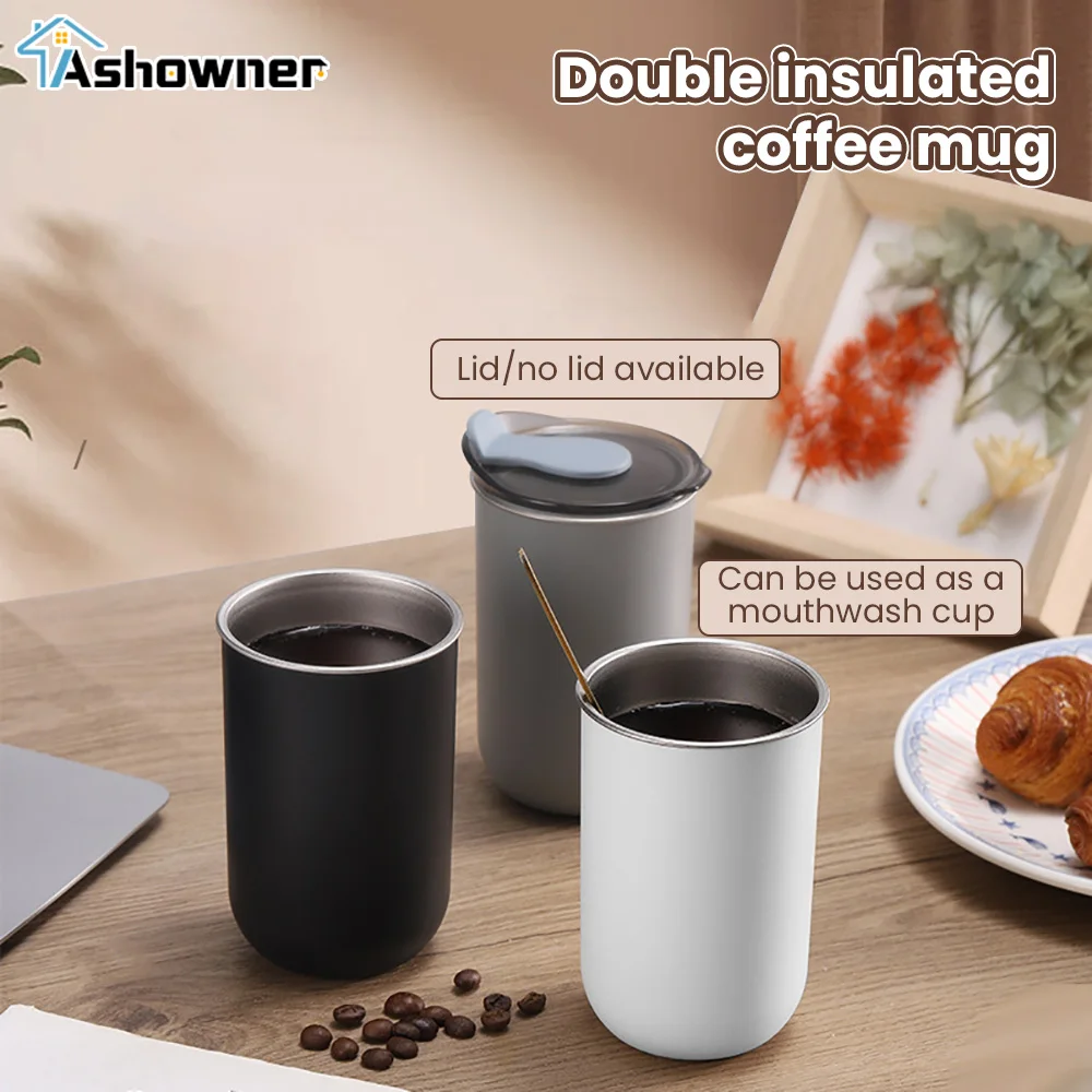 

Double Insulated Cup Portable Coffee Hot Milk Mug Stainless Steel Mouthwash Mug Thermal Non-slip 300ML Multifunctional Mug