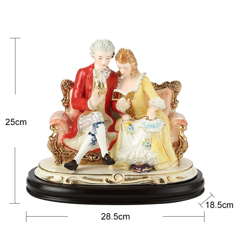 European style home creative ceramic character ornaments, lace porcelain figurines, decorative creativity, modern, pure handmade