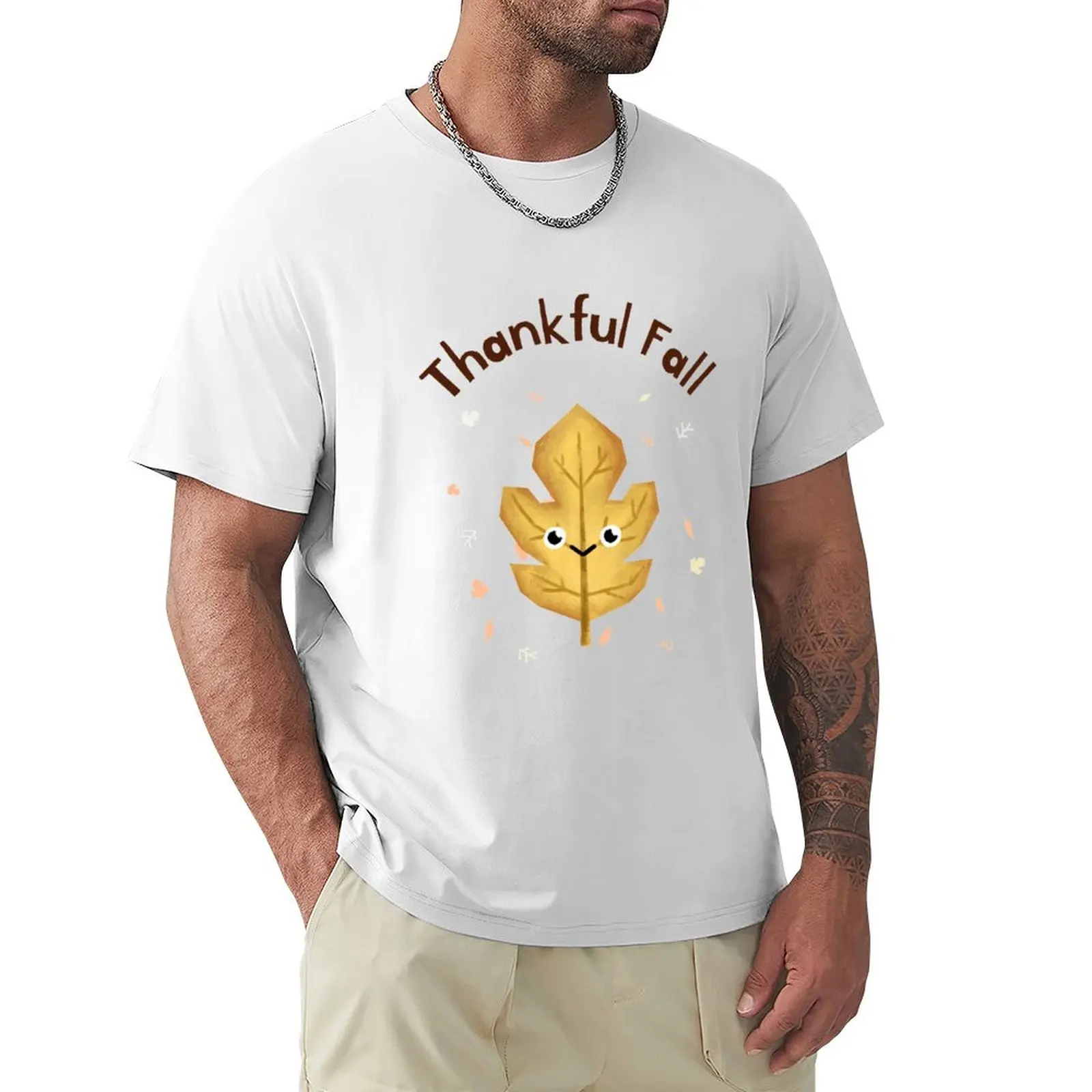 Thankful Fall Autumn Harvest Thanking Festival Autumn Fall Cute Cartoon Leaf T-shirt