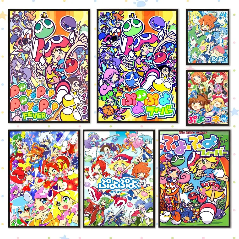 Art Classic Creative Puyo Pop Fever Poster PP Self Adhesive Wall Decor Aesthetic Bedroom Gaming Room Home Holiday Gift