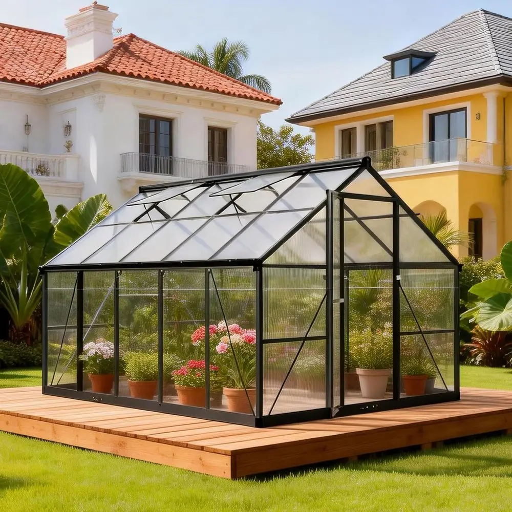 

Durable 8x10 Walk-in Greenhouse with Roof Vent, Easy Assembly, Ideal for Outdoor Gardening in Backyard