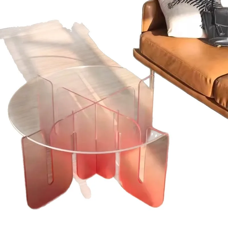 Mesa de centro suspendida de acrílico simple y moderna, mesa de té de cambio gradual para el hogar y la sala de estar