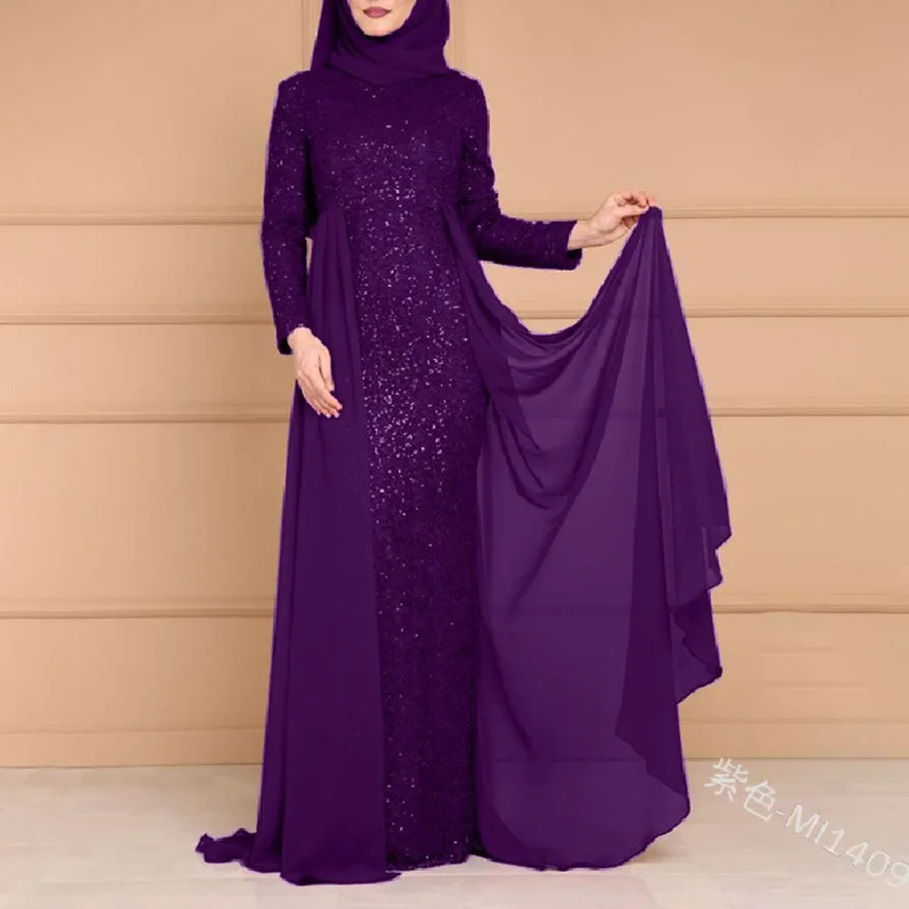 Slim Fit Sequined Dress for Women, Muslim Abaya, Dubai, Turkey, Arabic, Islamic Slim Dress, Long Sleeves, Caftan Hijab, Saudi