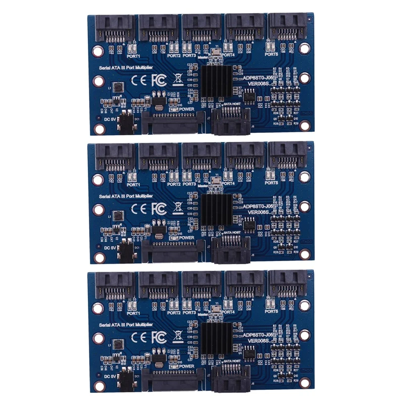 

3X Controller Card Motherboard Sata Expansion Card 1 To 5 Port Sata3.0 6Gbps Multiplier Sata Port Riser Card Adapter