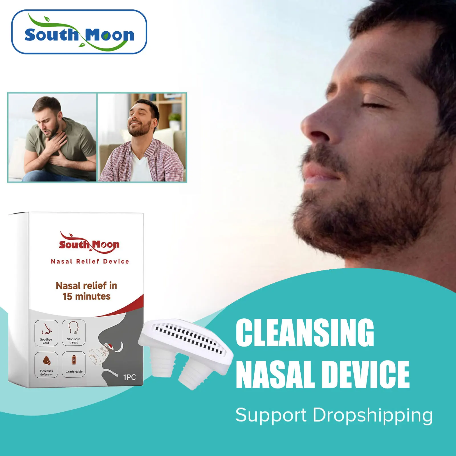 

South Moon Anti Rhinitis Device Relieve Nasal Congestion Treat Cough Easy Breath Improve Nose Itching Allergic Sinusitis Care