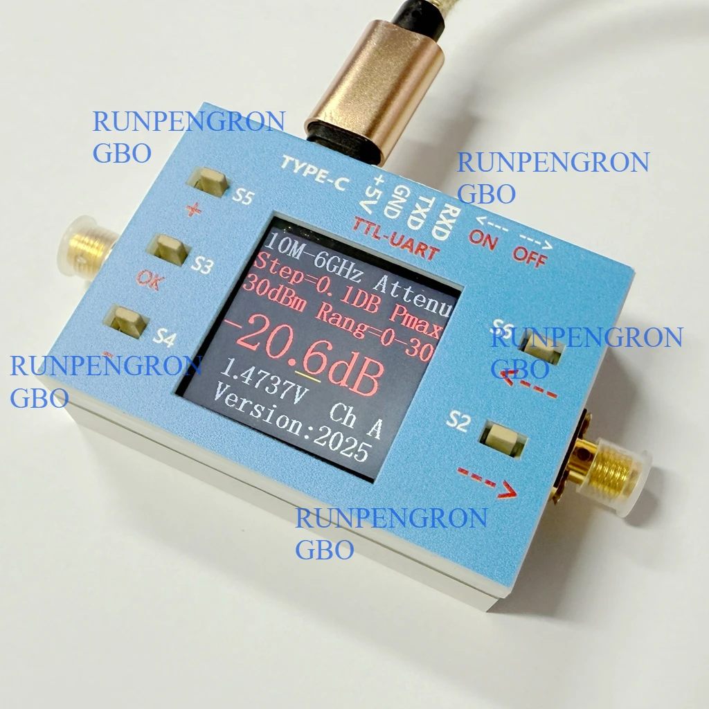 

High Precision 10M-6G 0.1DB Digital Programmable RF Attenuator 30DB TFT Display Supports Communication
