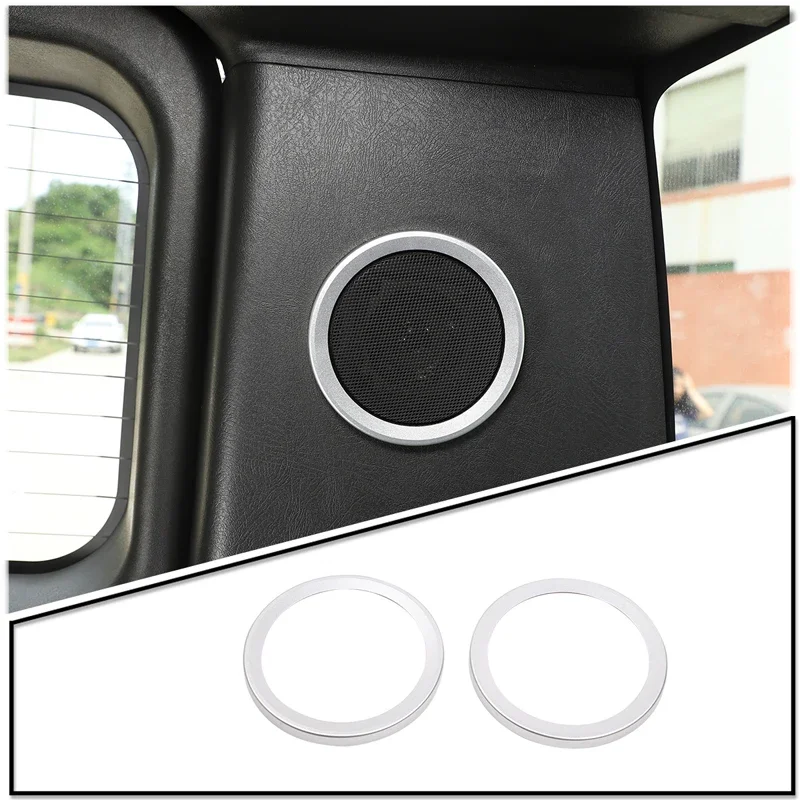 

For Hummer H2 2003-2007 Aluminum Alloy Silver Car Trunk Audio Speaker Decorative Ring Trim Stickers Car Interior Accessories