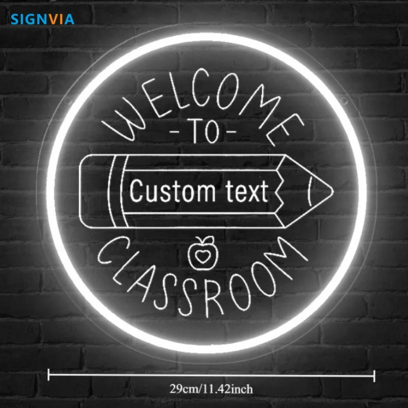 Customizable "Welcome to Classroom" Neon Sign USB-Powered Wall Light with Switch Multipurpose Decoration for School & Study Room