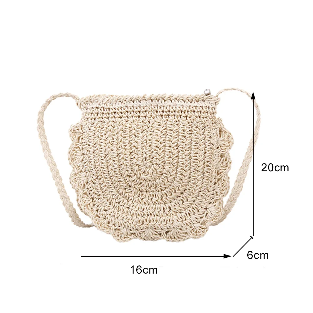 2024 Summer Straw Rope Woven Sling Purse Vintage Handmade Weaving Women Crossbody Bag Ladies Bohemian Fashion Small Shoulder Bag