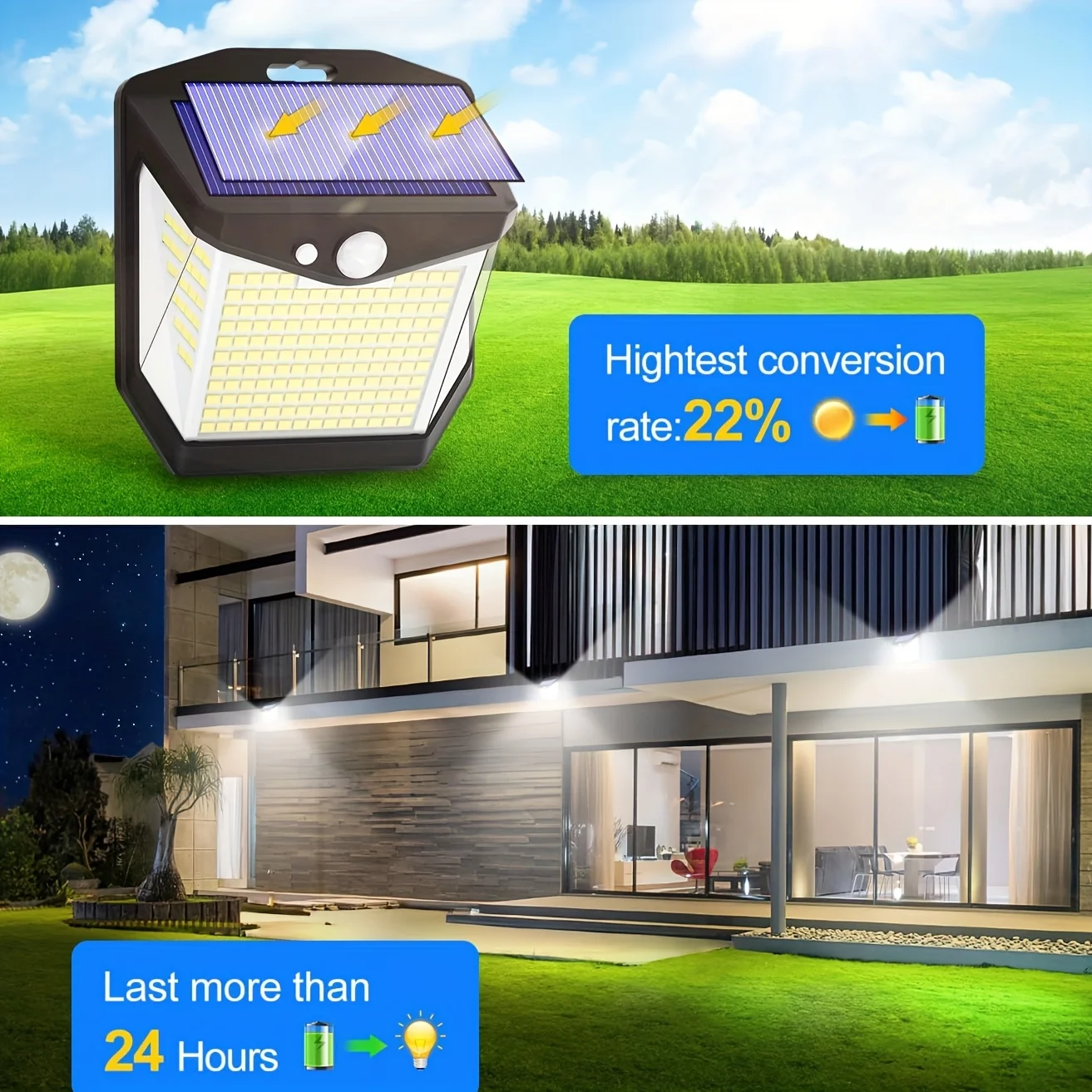 2/4PCS Outdoor Solar Lights with 248 LED Motion Sensor Light 3 Modes 270°Wide Angle Waterproof Solar Street Lamp for Yard Garage
