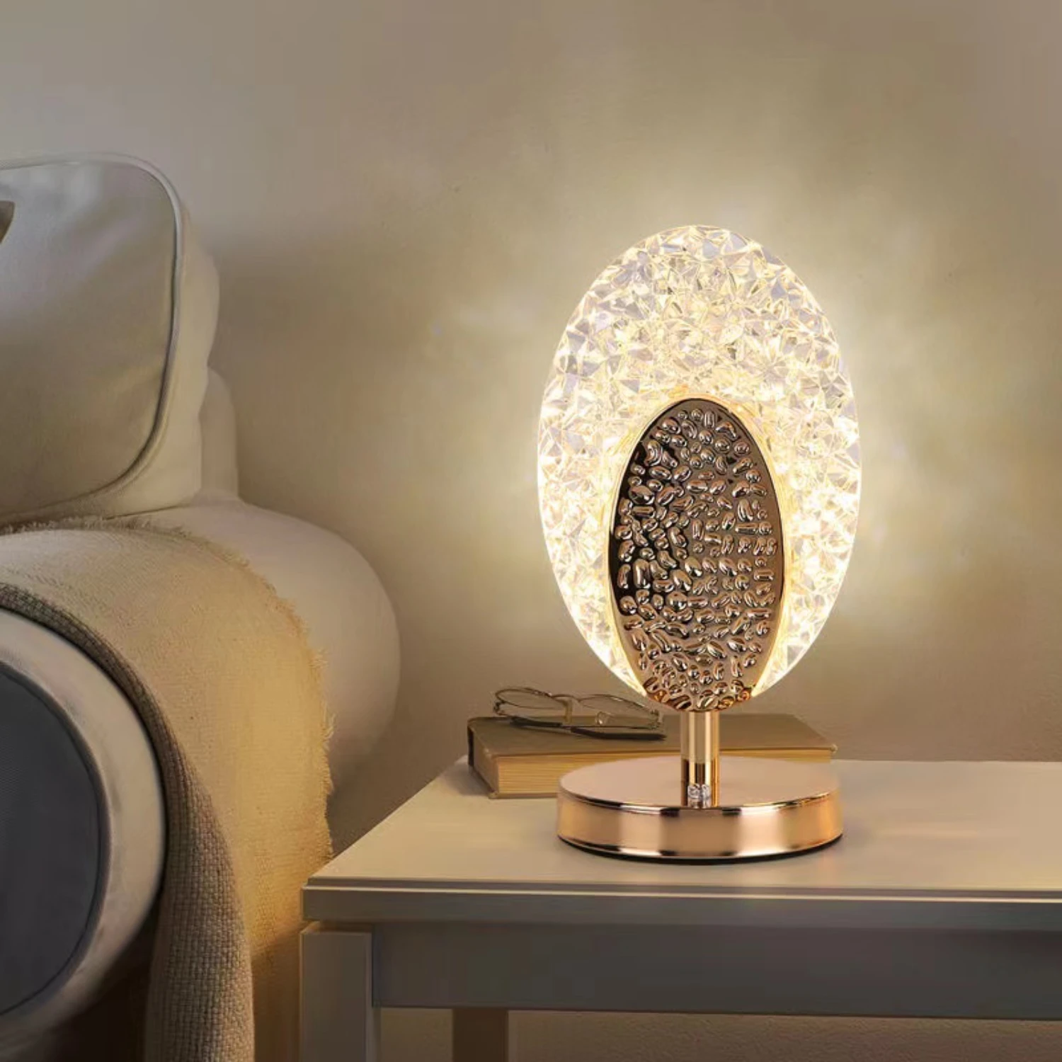 New Add a Touch of Elegance to Your Space with this Dazzling Dimmable Crystal Star LED Table Lamp! Illuminate in Style with 3 Co