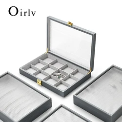 Oirlv New Jewelry Organizer Tray Acrylic Lid Premium Leather Jewelry Box with Transparent Lid Drawer Jewelry Display Case