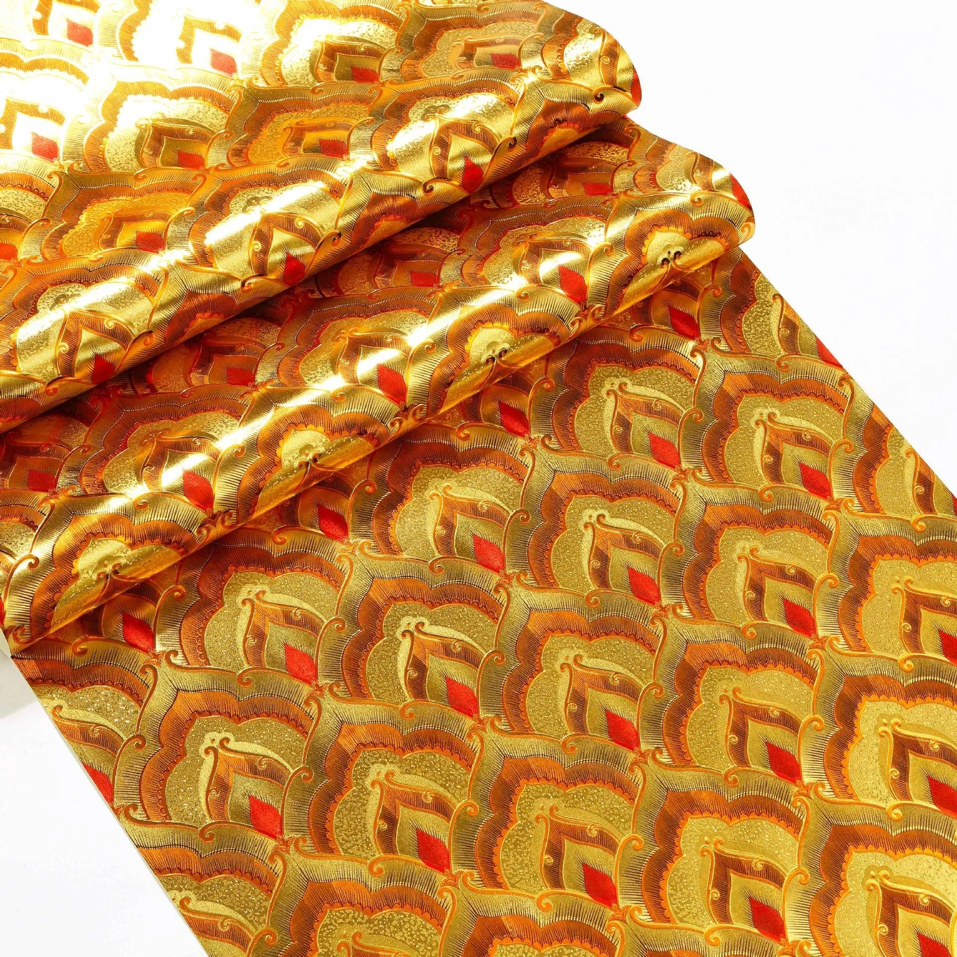 Gold foil wallpaper Buddha Hall reflective gold golden auspicious cloud living room KTV ceiling dining room wallpaper