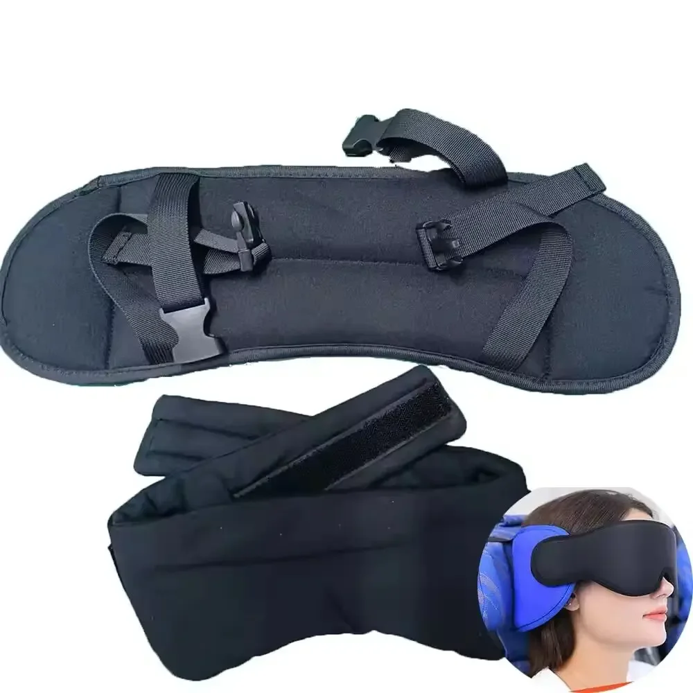 3D Contoured Travel Neck Pillow with 100% Blackout Sleeping Mask Set Soft Memory Foam Adjustable Strap for Airplane Car