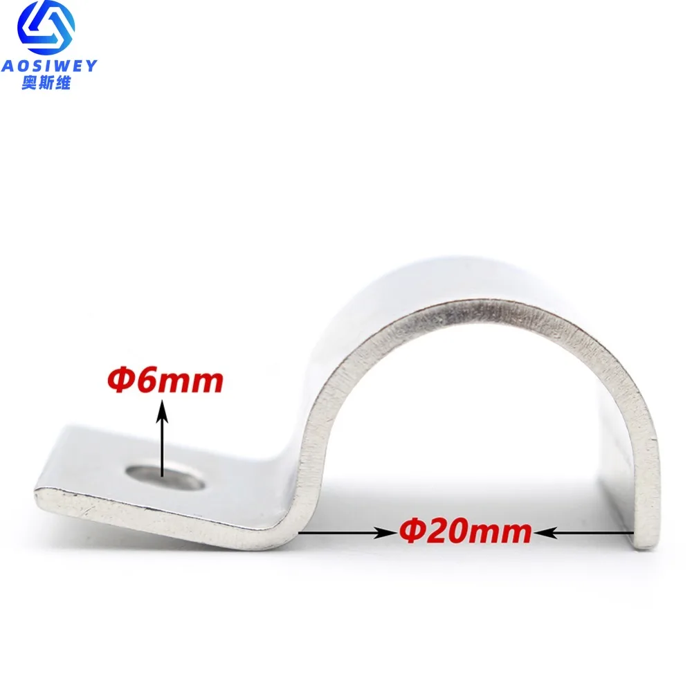 10pcs P-Type Stainless steel Single pipe Clamp Instrument Line/Wire/Tubing/Gas pipe Cable Clamp Building Installation Fixed Clip