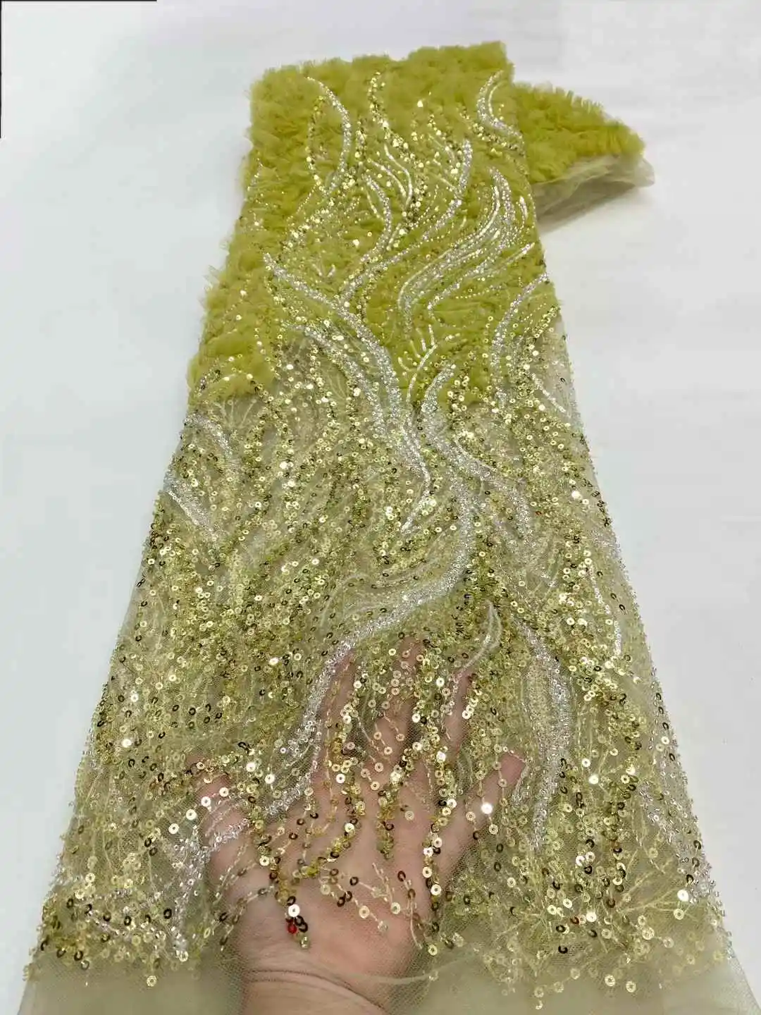 مكارثي ثلاثية الأبعاد زهرة الخرز أقمشة الدانتيل 2025 جودة عالية الفرنسية شبكة التطريز الترتر اللؤلؤ مطرز النيجيري أقمشة الدانتيل